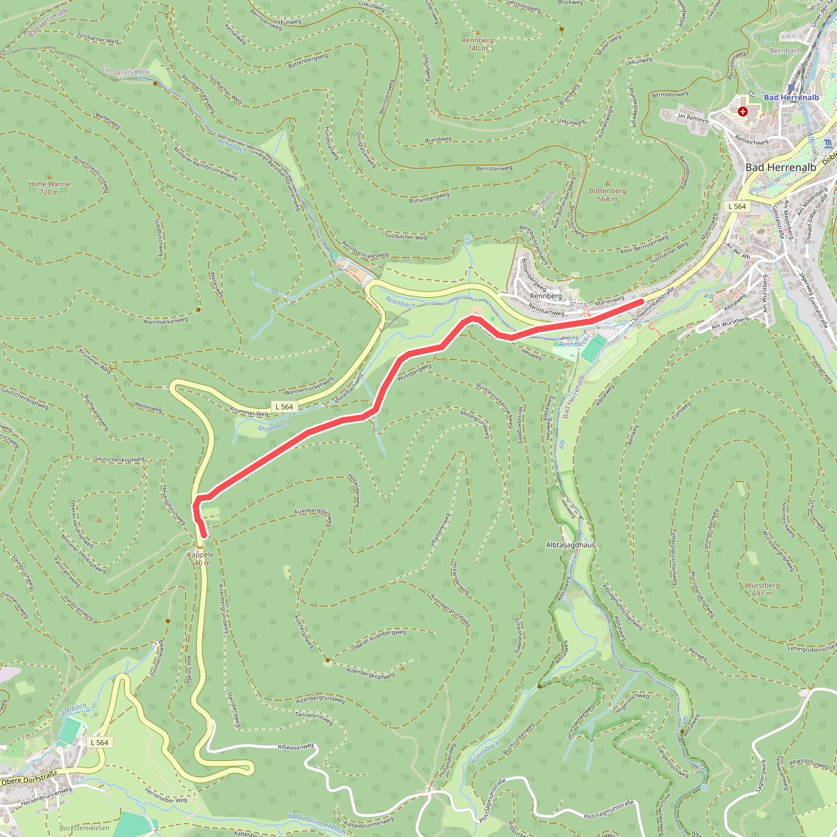Bad Herrenalb Gernsbacher Straße - Käppele Wanderparkplatz