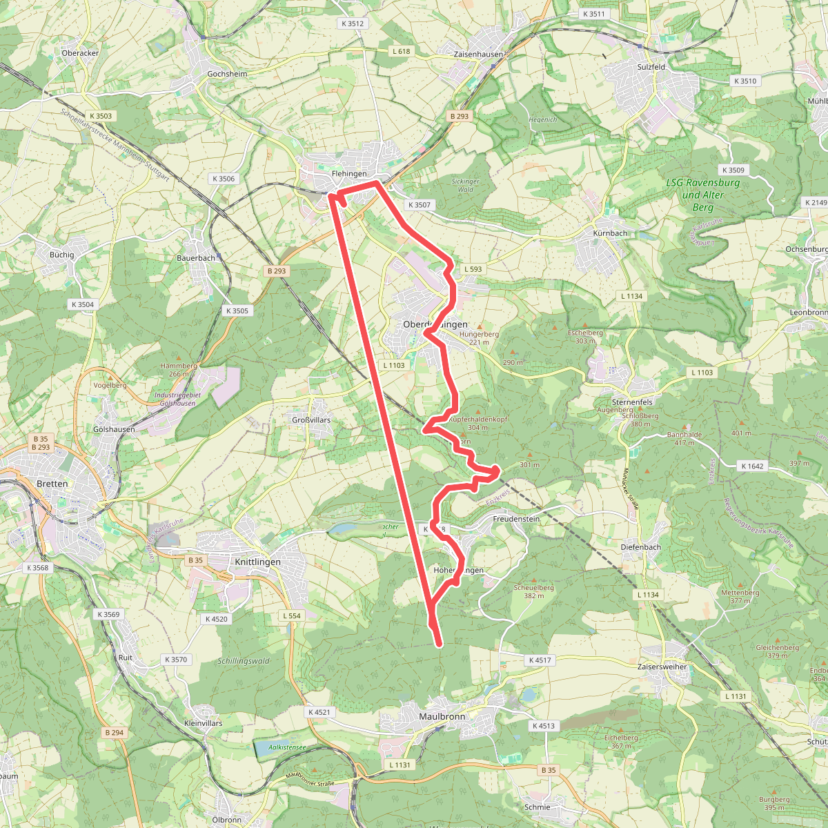 rotes Plus Flehingen - Maulbronn