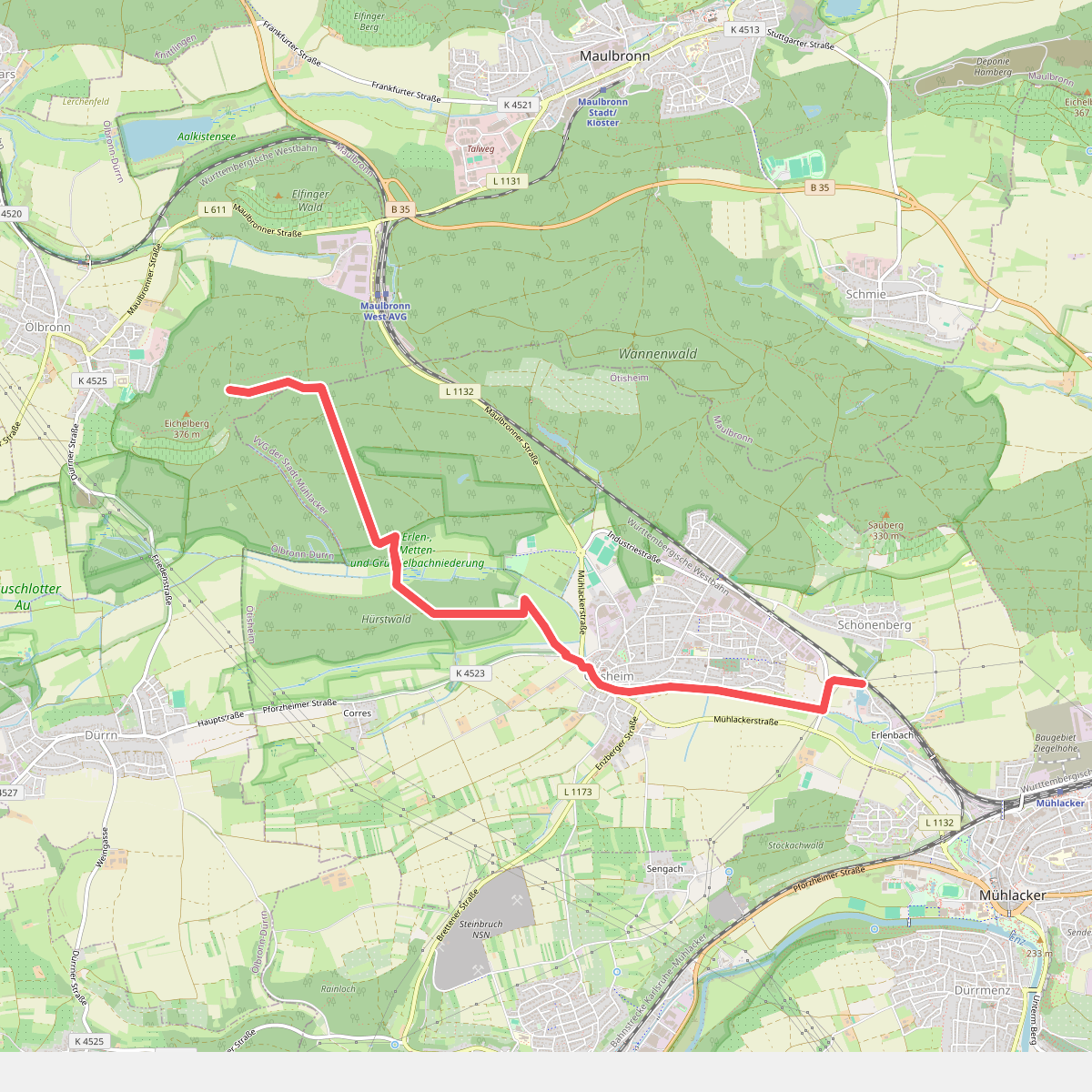 rotes Plus Ölbronn - Ötisheim