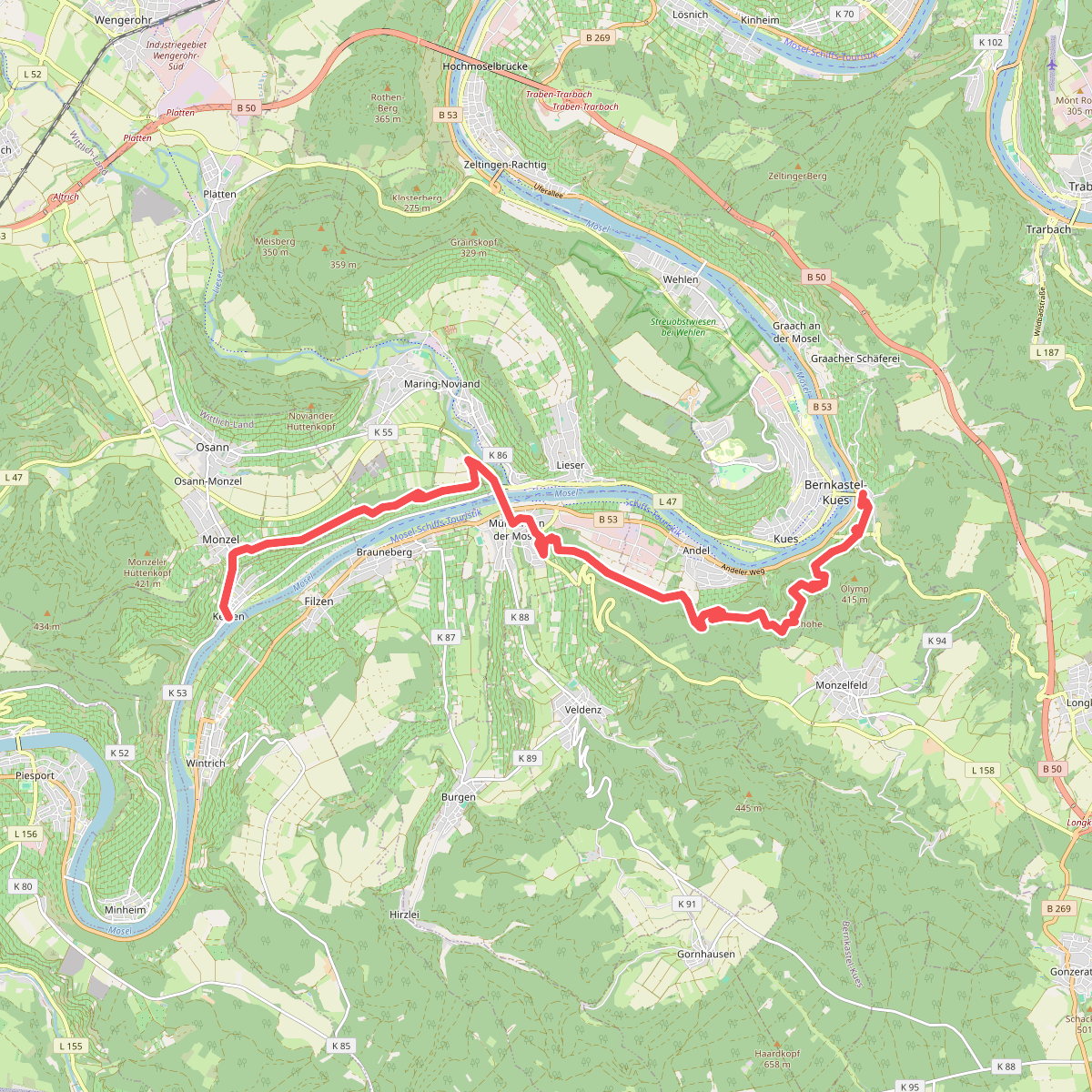 Kesten - Bernkastel-Kues · Moselsteig etappe 10
