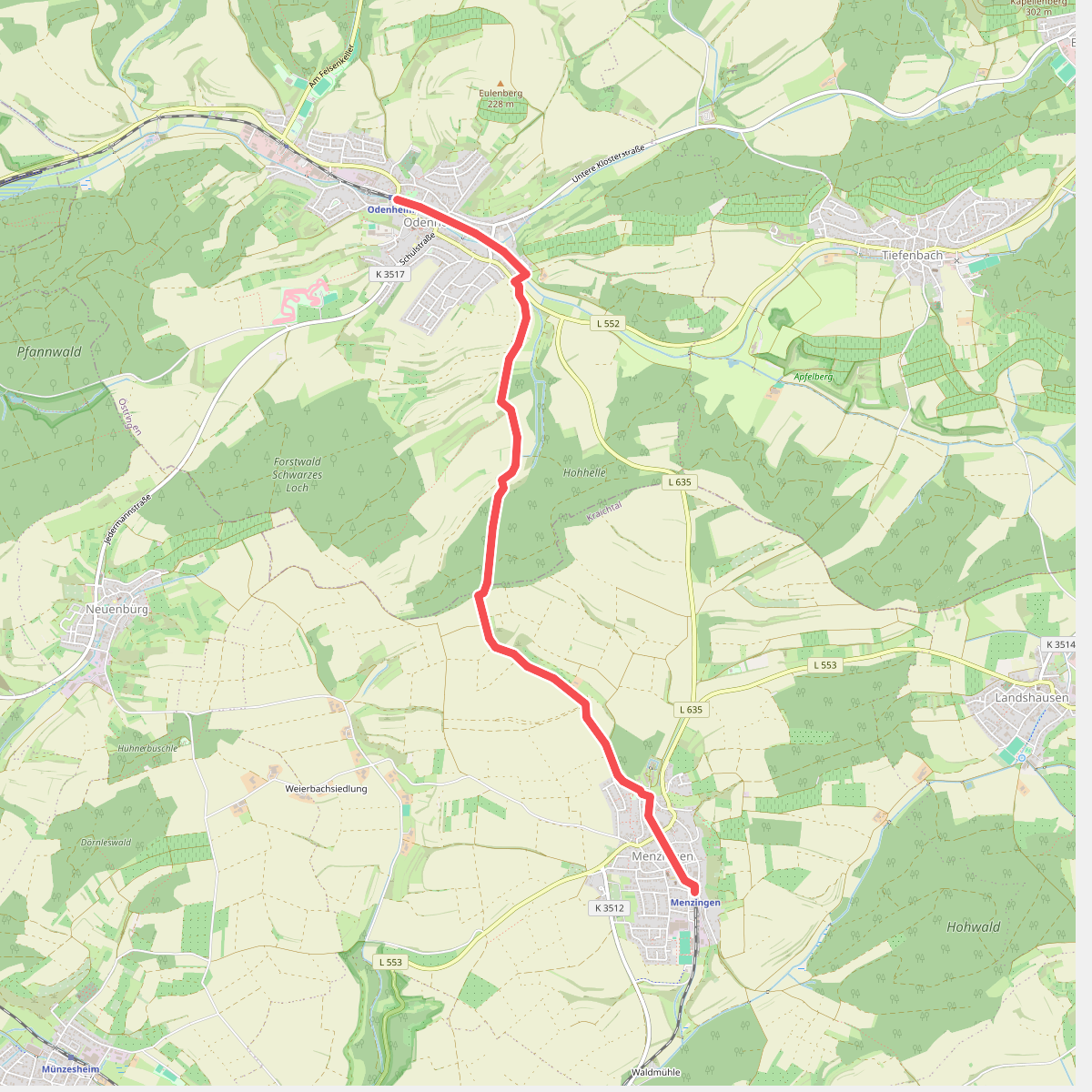 Stadtbahnwanderweg Menzingen - Odenheim