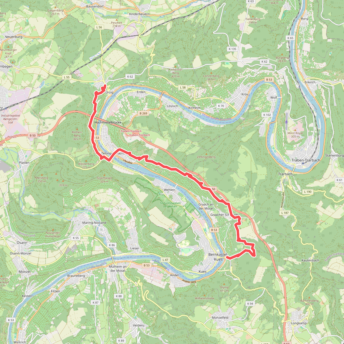 Bernkastel-Kues - Ürzig · Moselsteig etappe 11