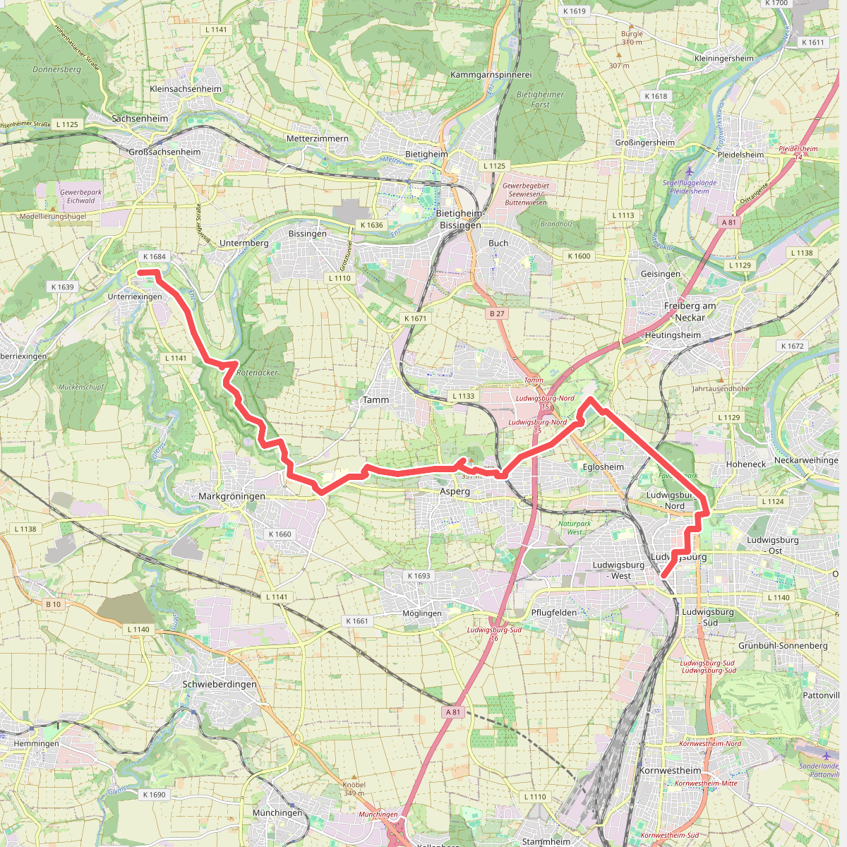 rotes Plus Unterriexingen - Ludwigsburg