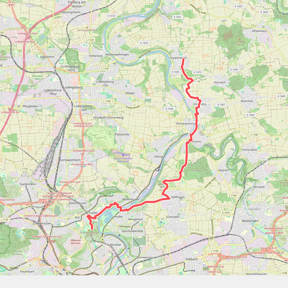 blaues Minus Stuttgart - Poppenweiler
