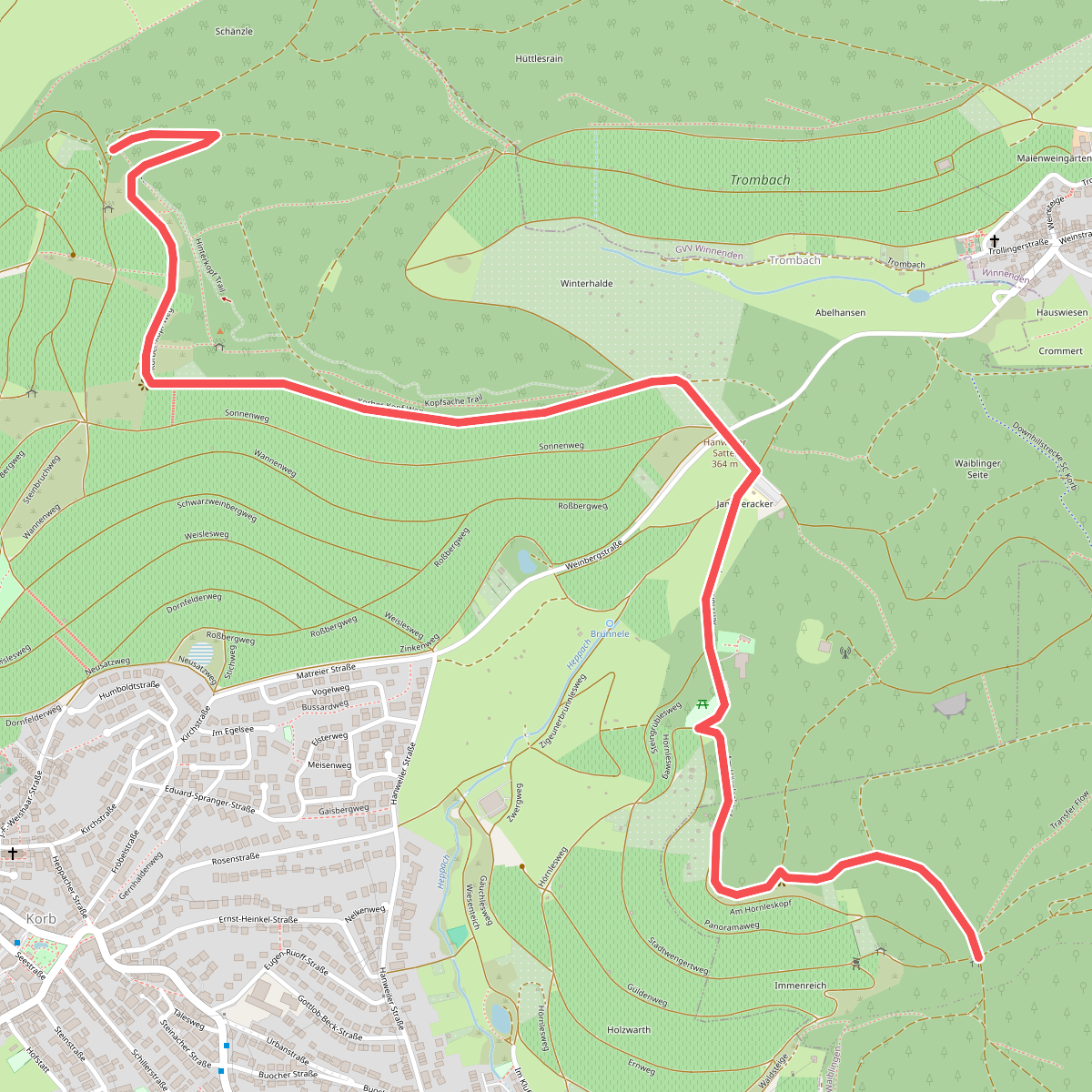 Gundelbach Beinsteiner Wald - Hörnleskopf - Hanweiler Sattel - Korber Kopf