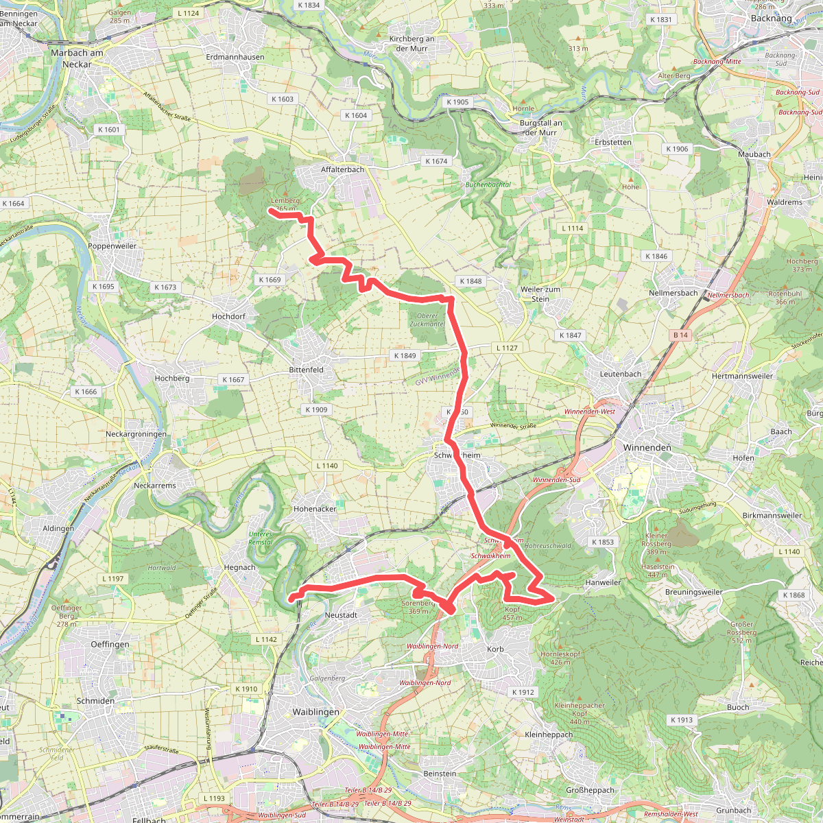Querweg des SAV (roter Punkt)