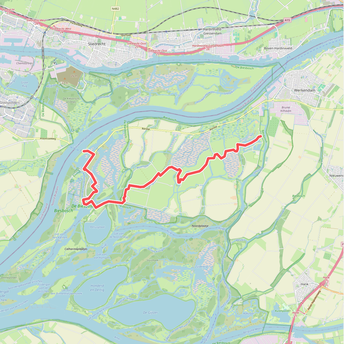 Steurgat - Veer Nieuwe Merwede · Waterliniepad etappe 20