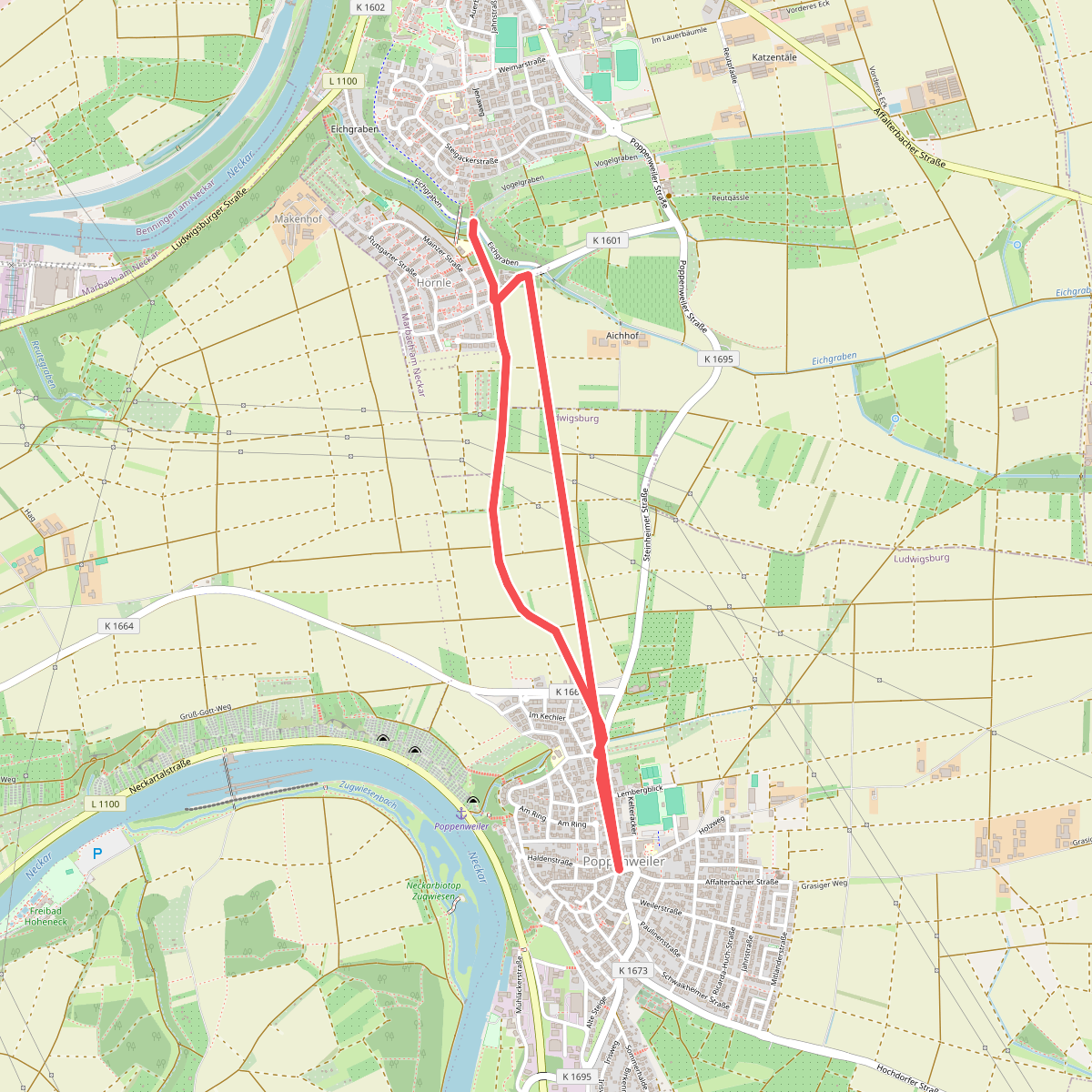 roter Punkt Marbach - Poppenweiler