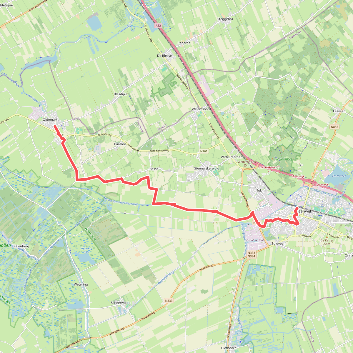 Oldemarkt - Steenwijk (voormalig Domelapad) · Friese Woudenpad etappe 16