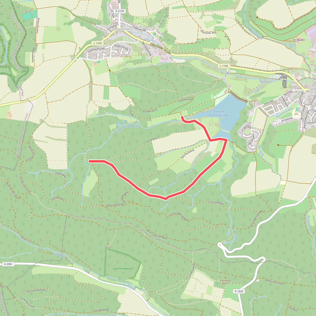 Roter Punkt, Ehmetsklinge - Langrain bei Sternenfels