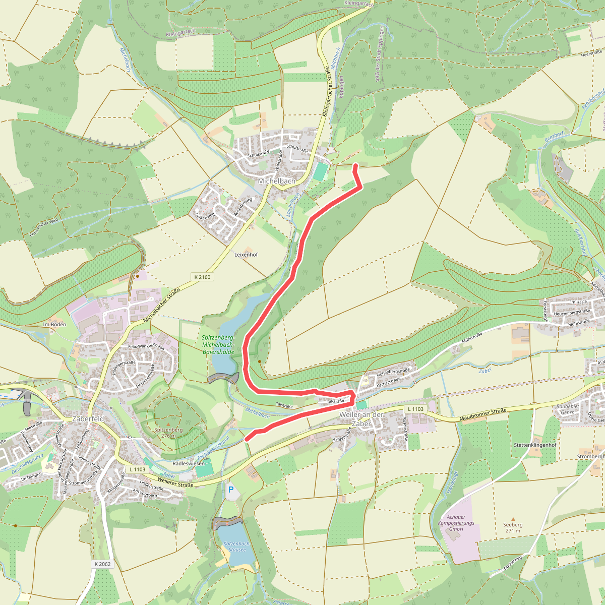 Roter Punkt, Michelbach - Weiler - Reisenmühle