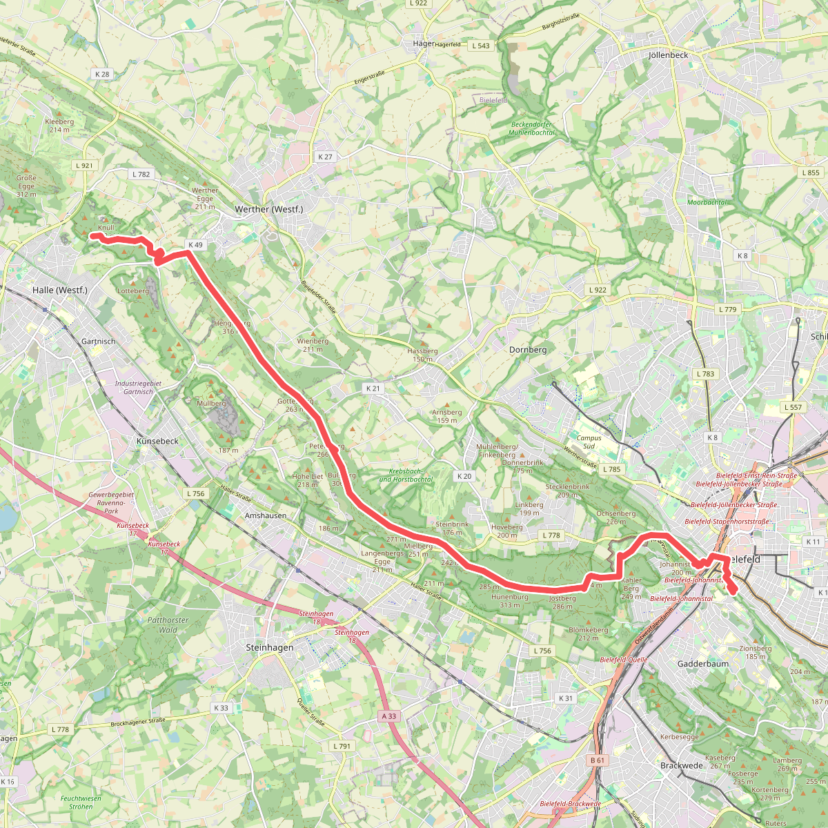 Halle Westfalen - Bielefeld · Hermannsweg etappe 6