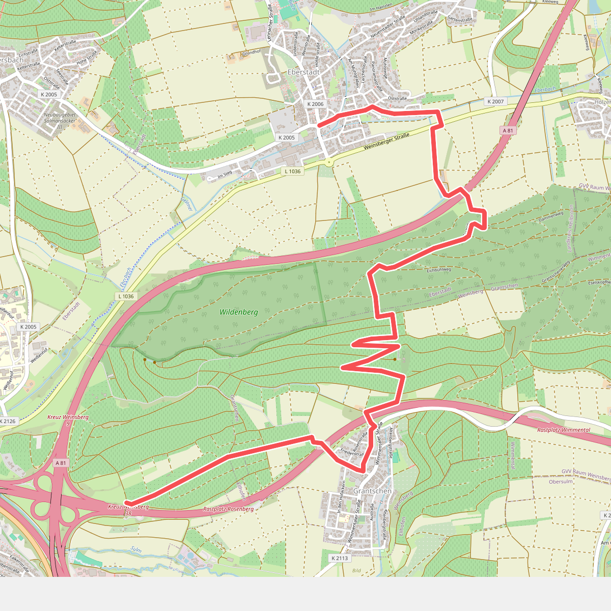 blauer Punkt Eberstadt - Kreuz Weinsberg