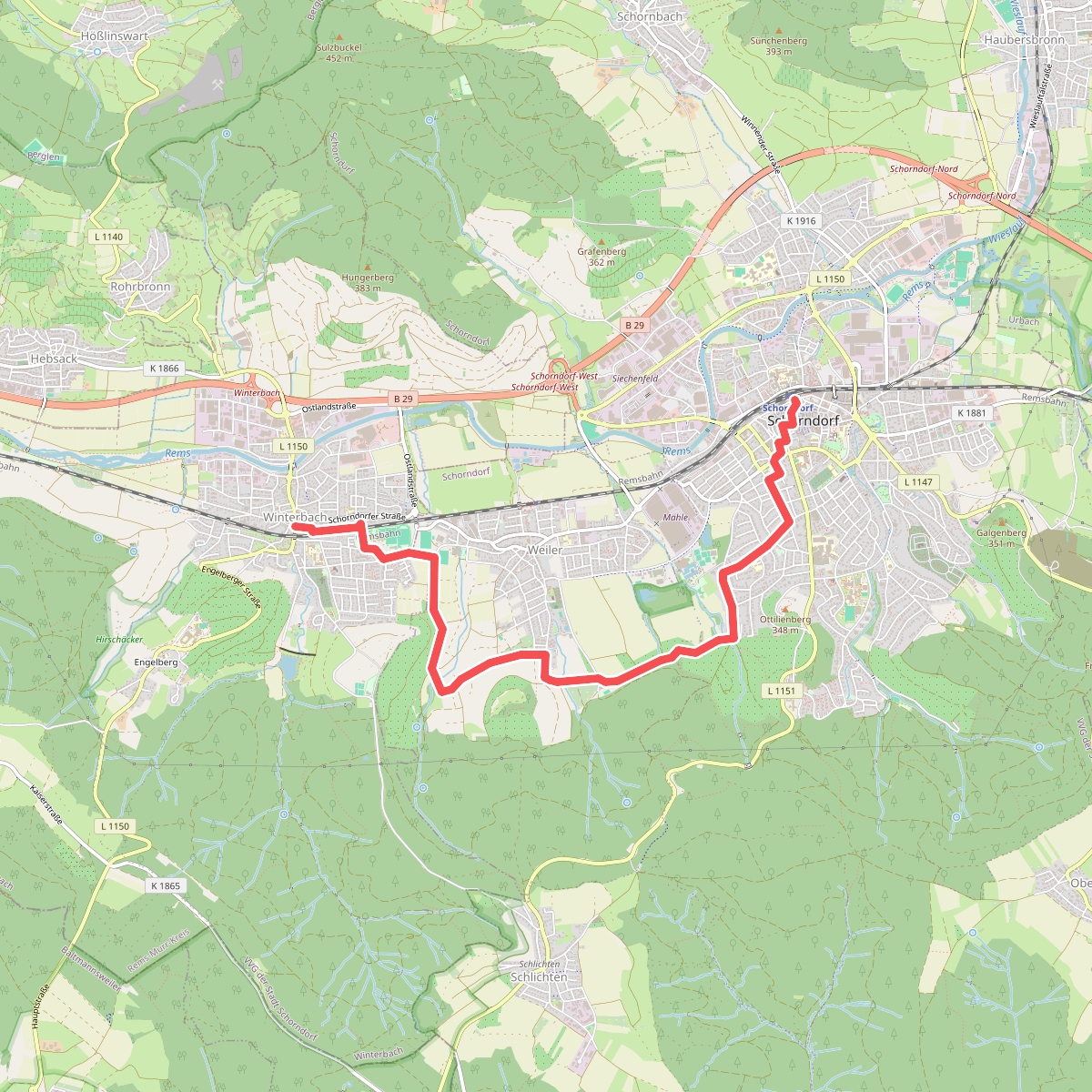Nebenlinie des SAV (rotes Plus)