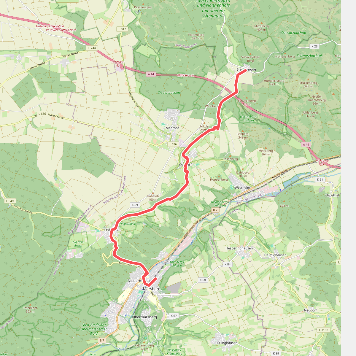 Blankenrode - Obermarsberg · Hermannsweg etappe 13