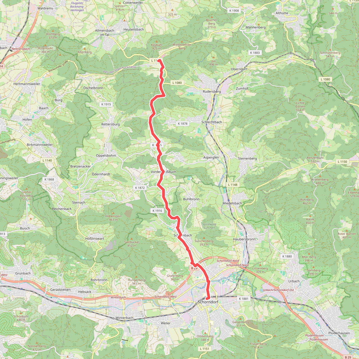 Hauptlinie des SAV (blauer Balken)