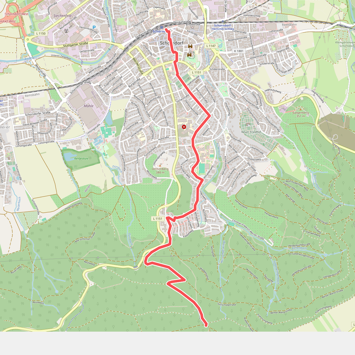Hauptlinie des SAV (blauer Strich)