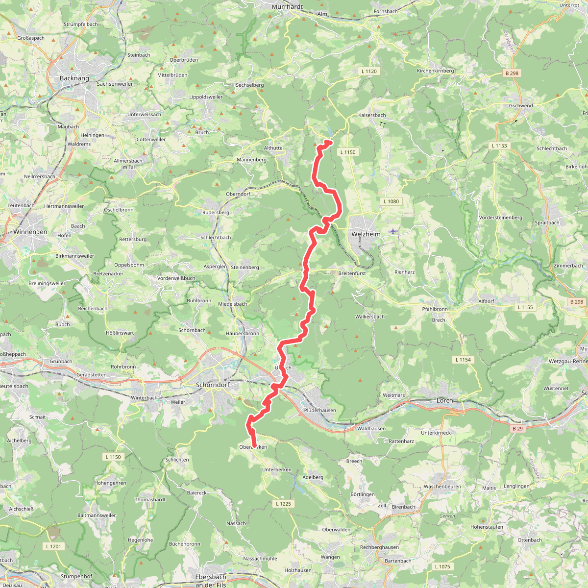 Nebenlinie des SAV (blaues Plus)