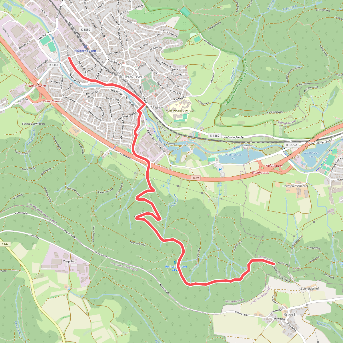 Hauptlinie des SAV (blauer Strich)
