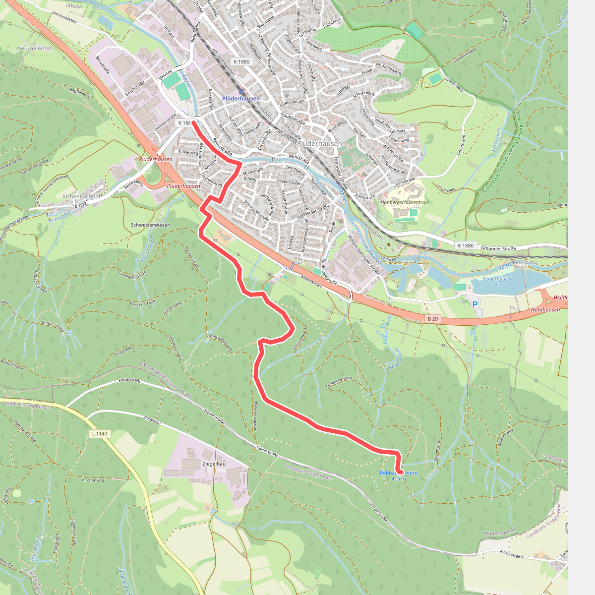 Nebenlinie des SAV (blaues Plus)