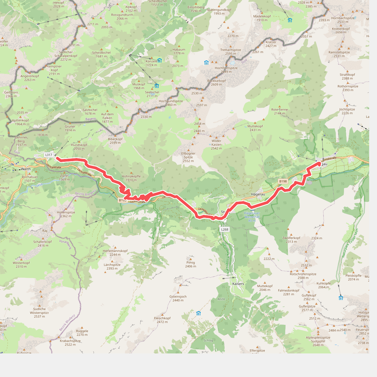 Lechleiten - Holzgau · Lechweg etappe 3