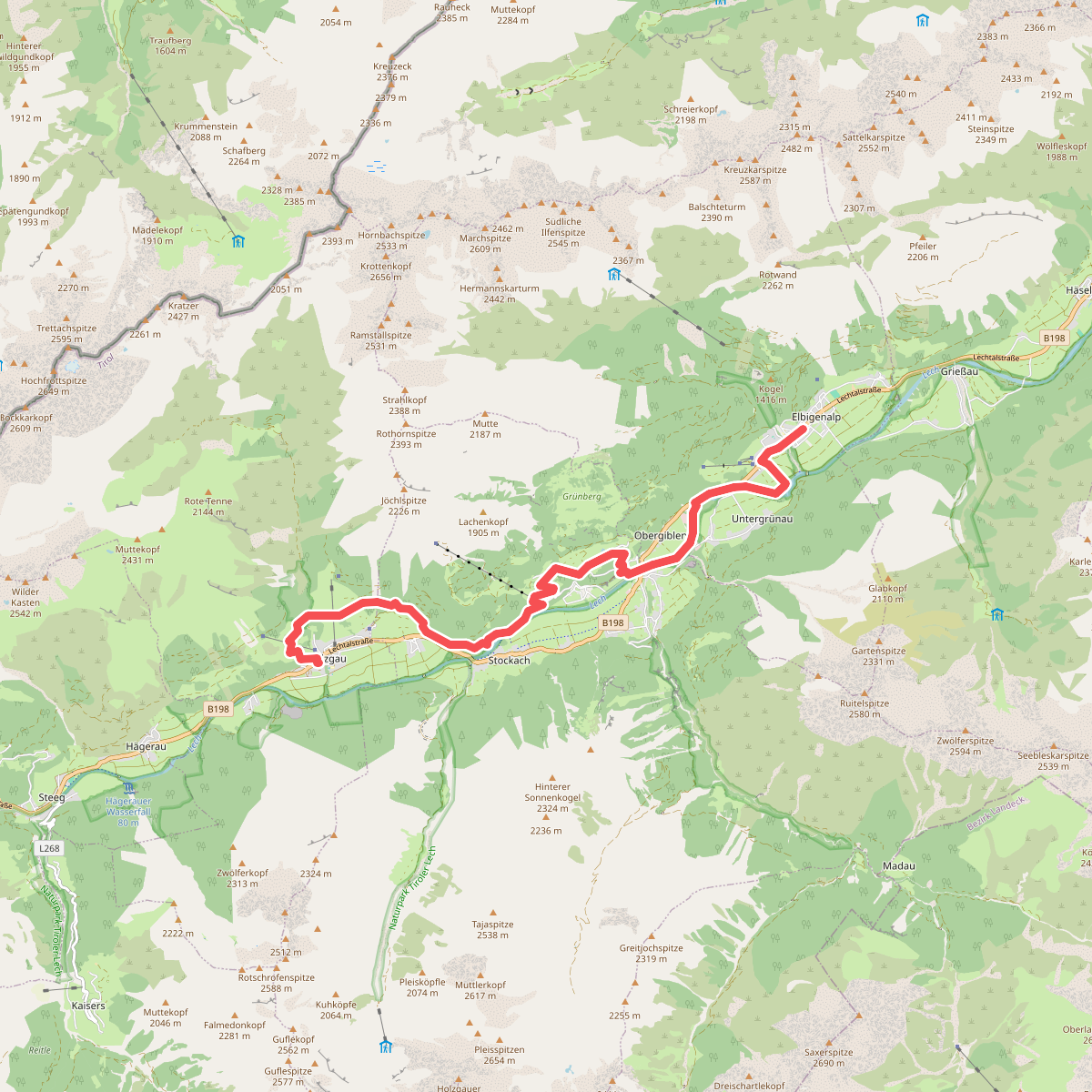 Holzgau - Elbigenalp · Lechweg etappe 4