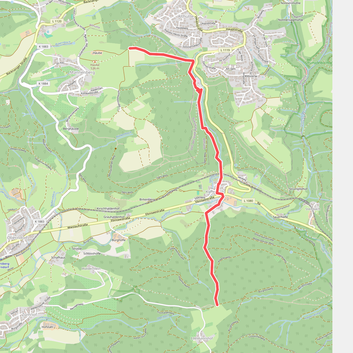Querweg des SAV (blauer Punkt)