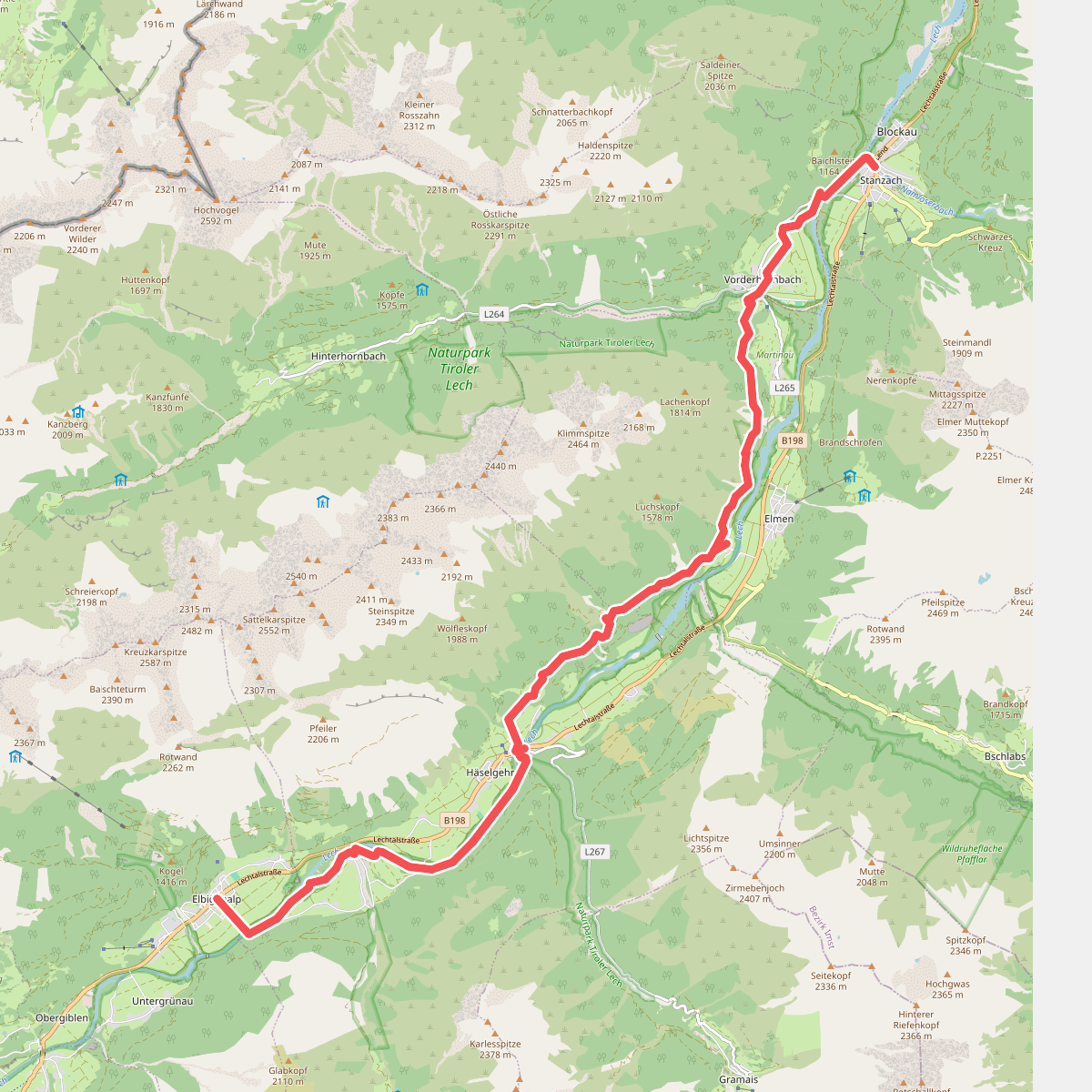 Elbigenalp - Stanzach · Lechweg etappe 5