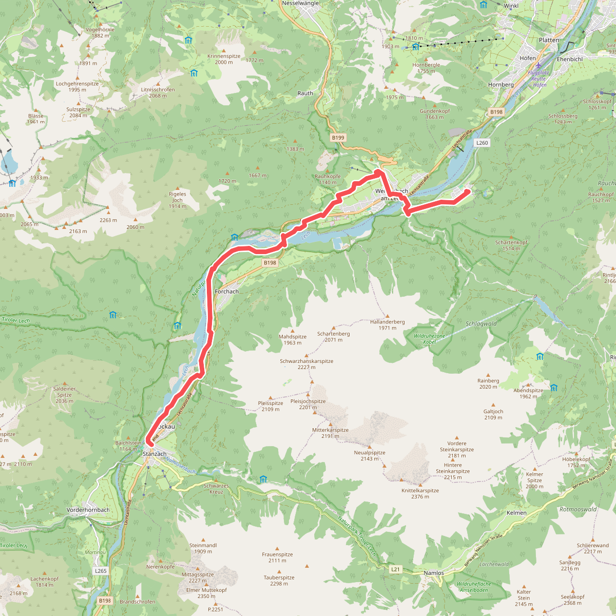 Stanzach - Rieden · Lechweg etappe 6