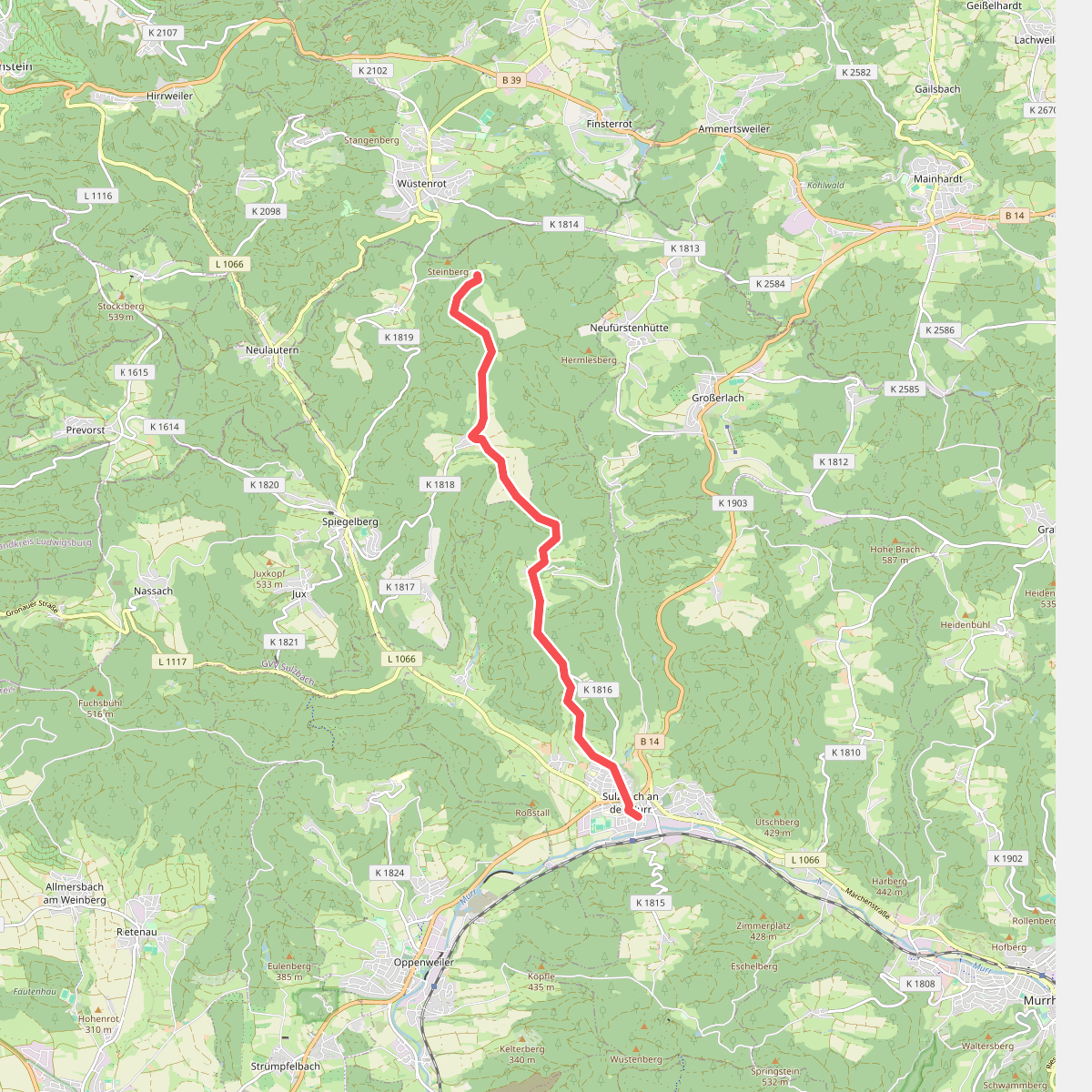 Nebenlinie des SAV (blaues Plus)