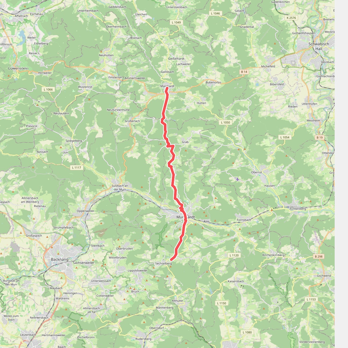Hauptlinie des SAV (blauer Strich)