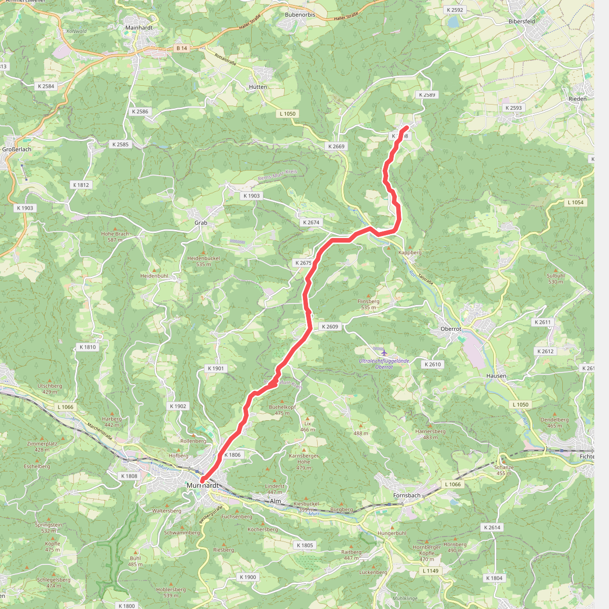 Querweg des SAV (roter Punkt)