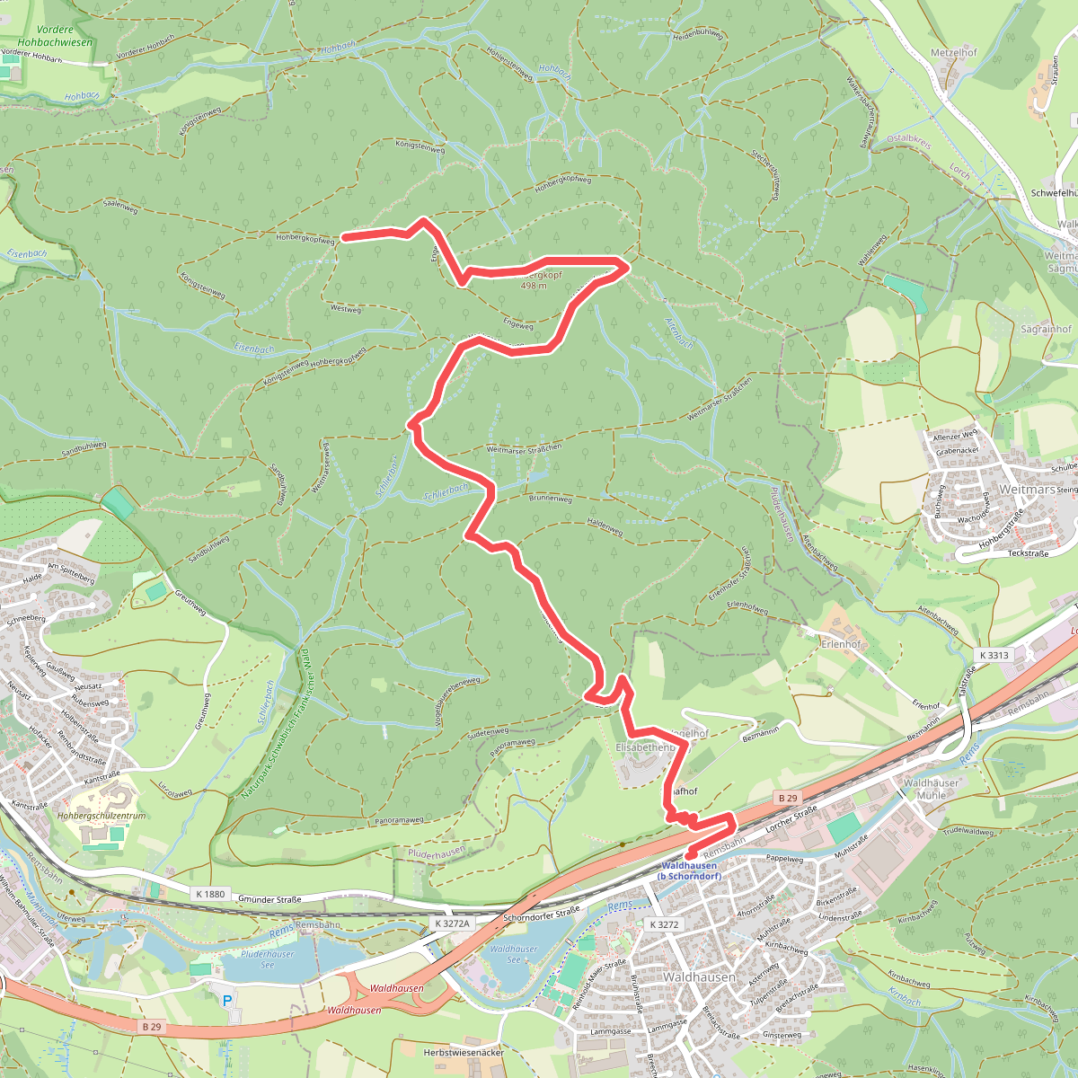 blaues Minus Waldhausen - Hohbergkopf