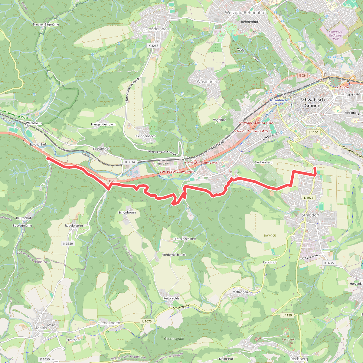 Hauptlinie des SAV (blauer Strich)