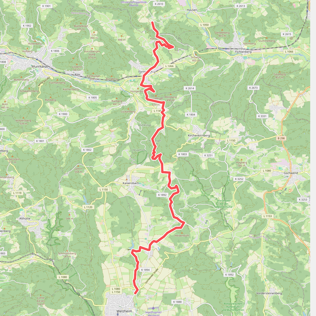 Hauptlinie des SAV (blauer Strich)