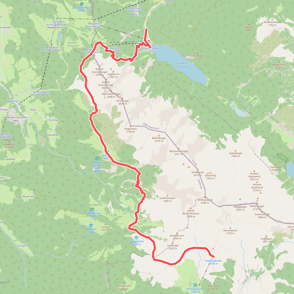 Gosau-meer - Hofpürglhütte · Dachstein etappe 1