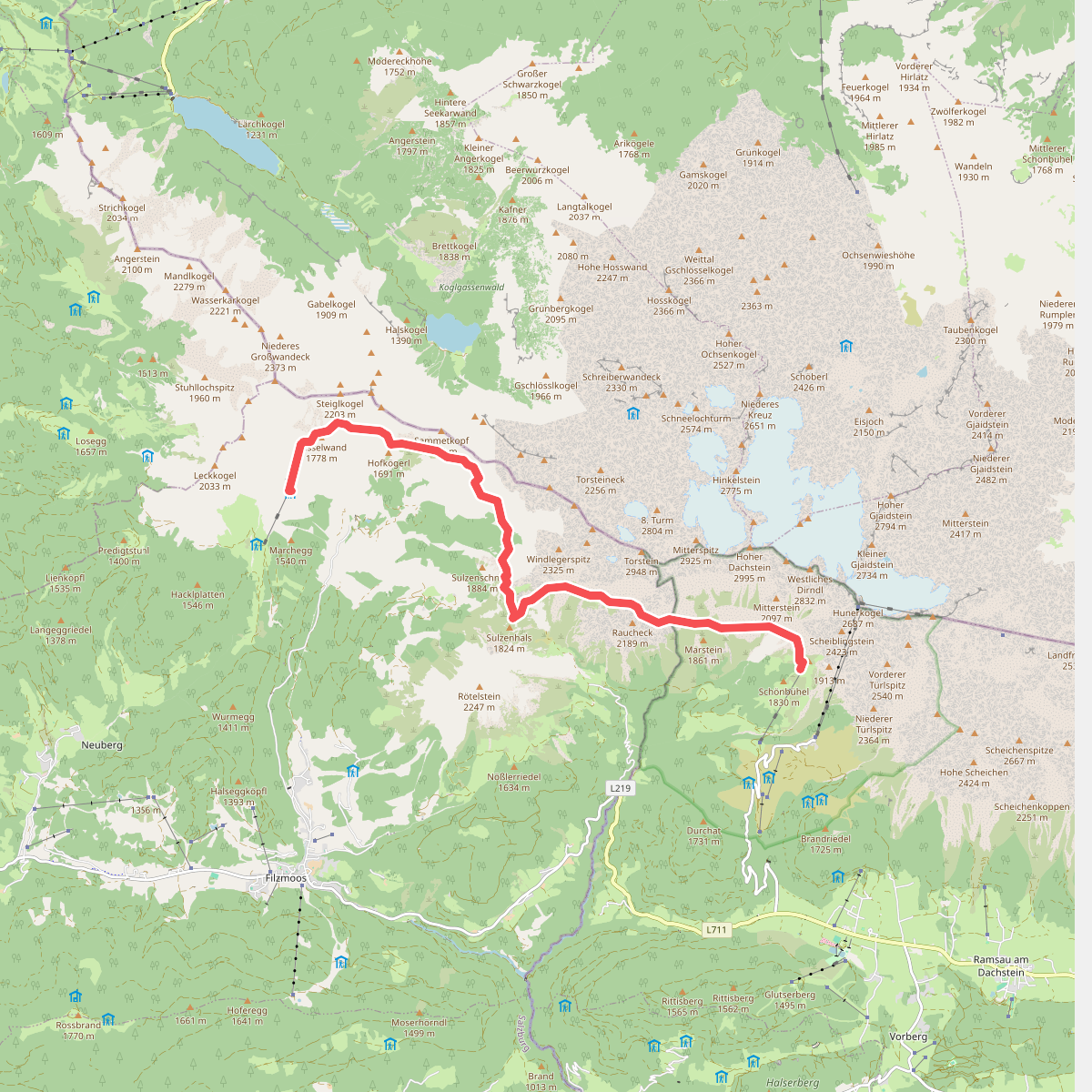 Hofpürglhütte - Dachstein Südwandhütte · Dachstein etappe 2