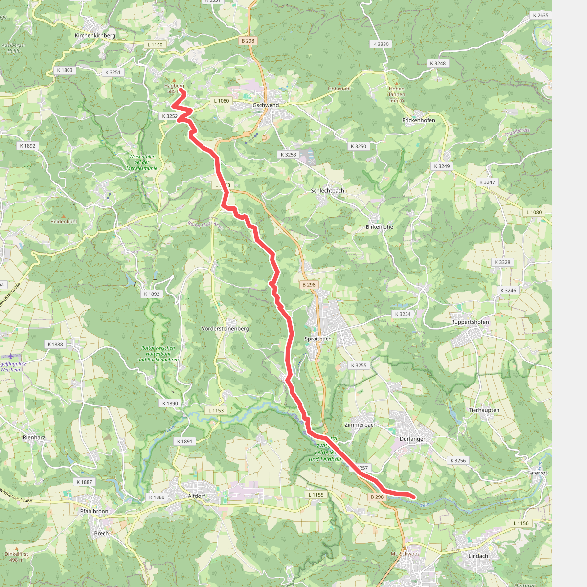 Hauptlinie des SAV (blauer Strich)