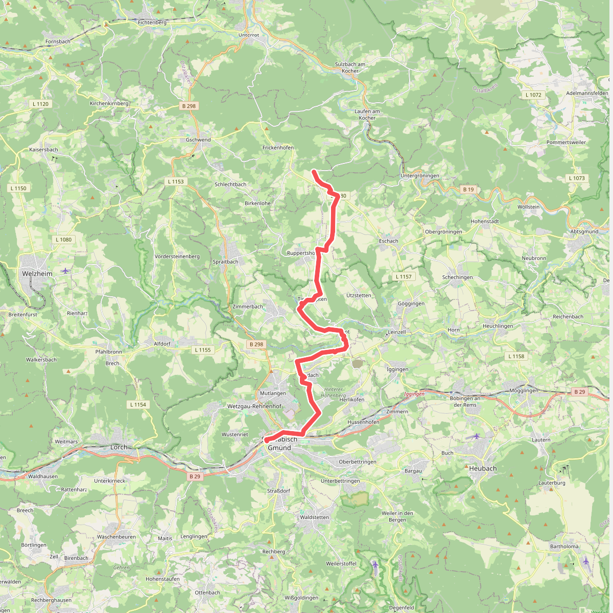 Nebenlinie des SAV (blaues Plus)