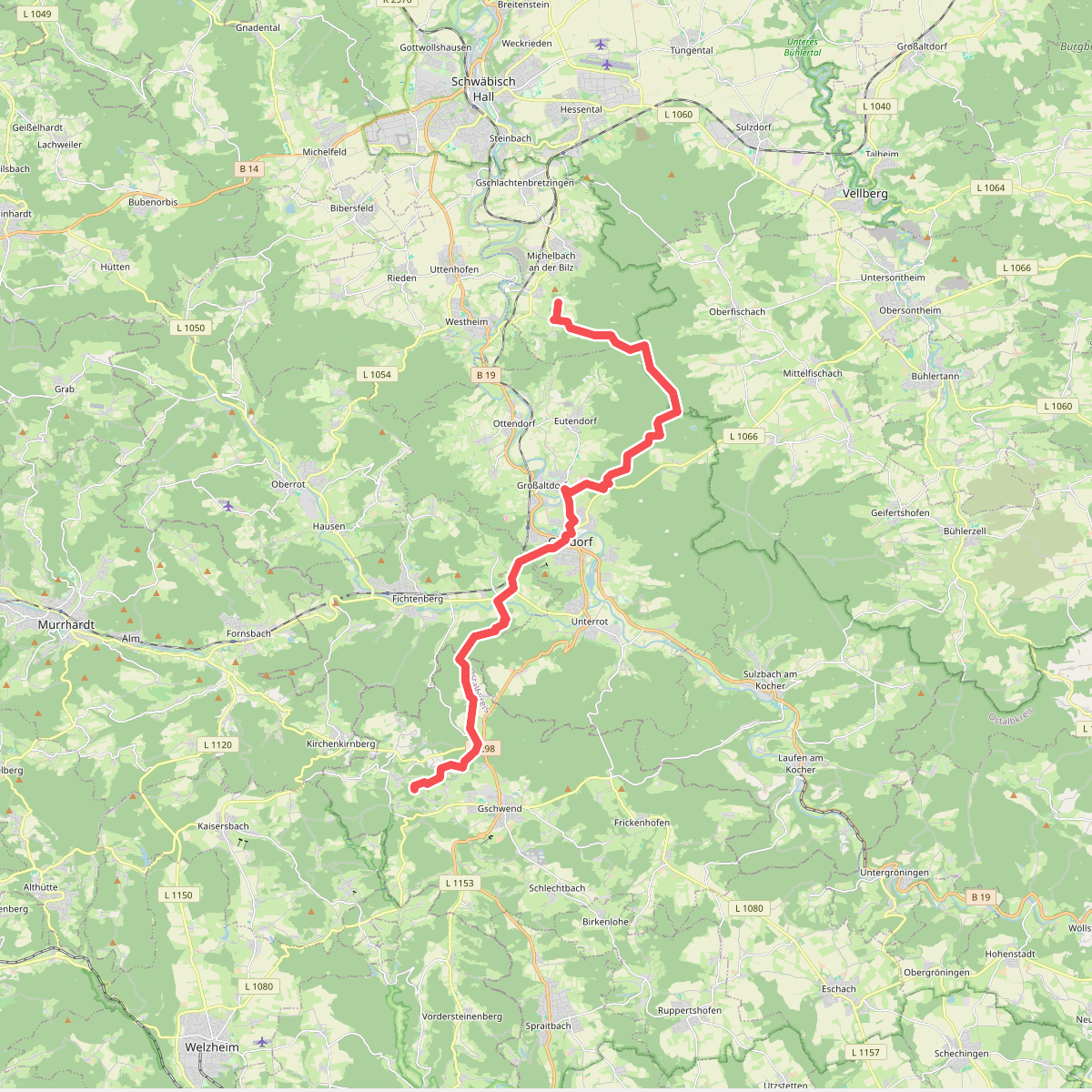 Hauptlinie des SAV (blauer Strich)