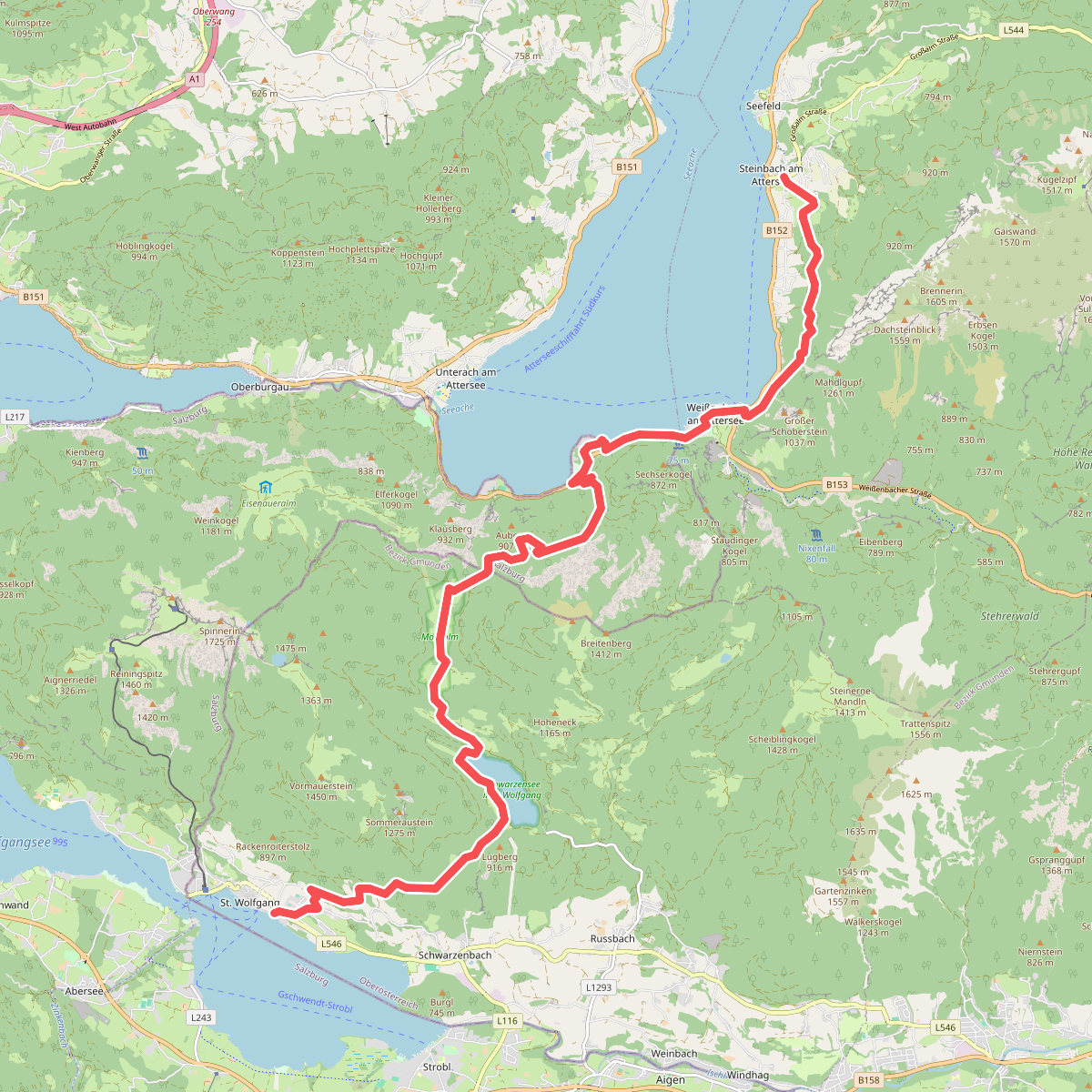 Steinbach am Attersee - St. Wolfgang · BergeSeen Trail etappe 3