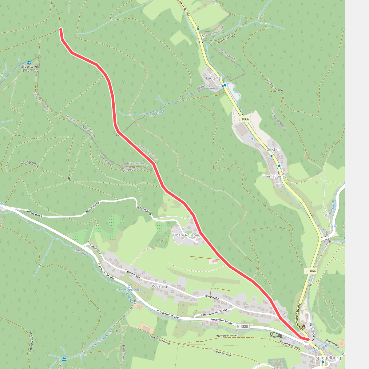 Querweg des SAV (blauer Punkt)