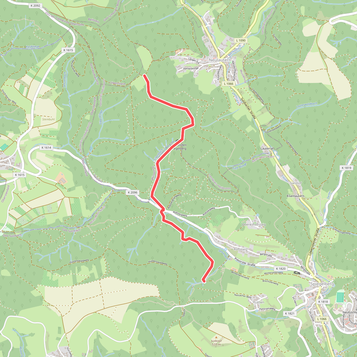 Querweg des SAV (blauer Punkt)
