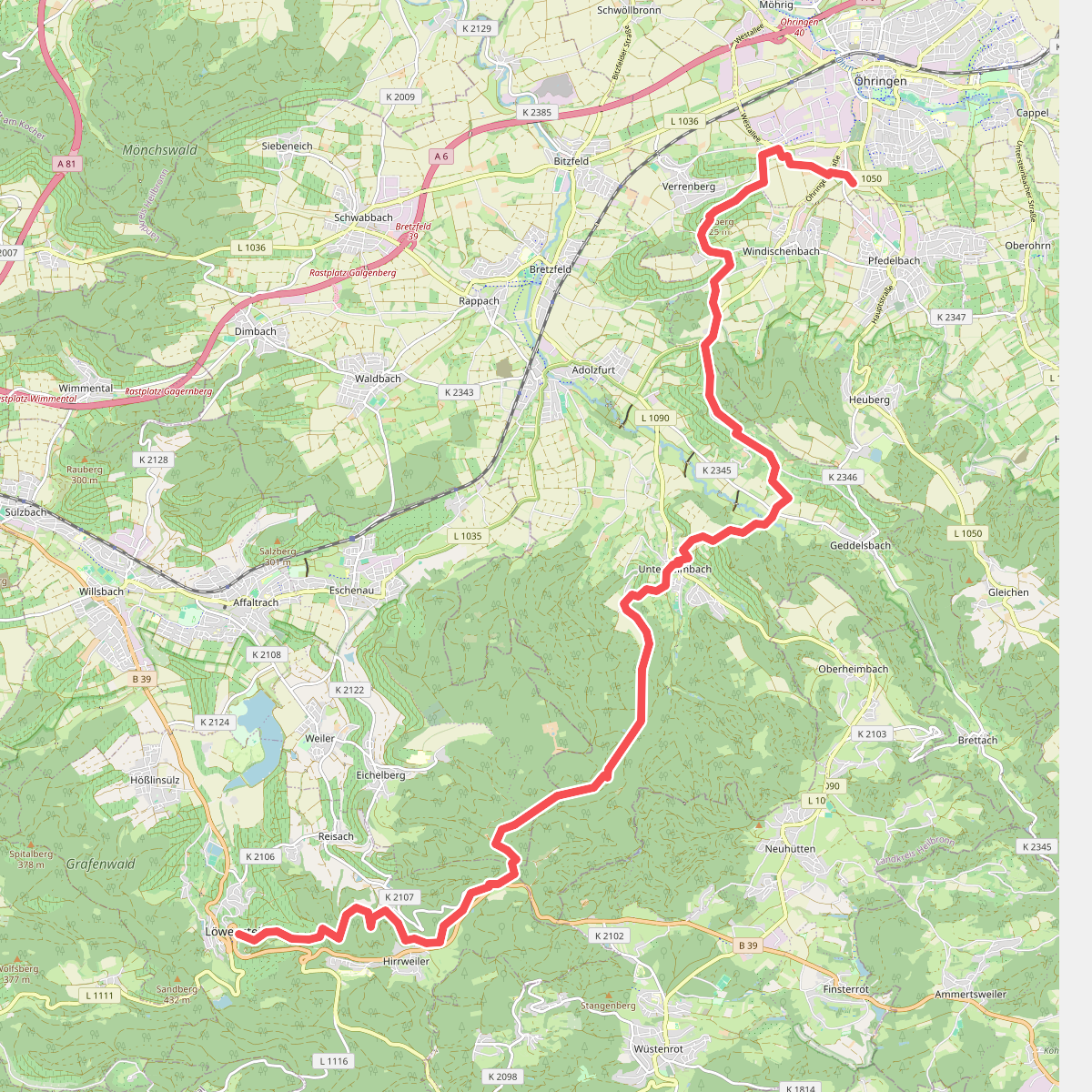 Nebenlinie des SAV (blaues Plus)
