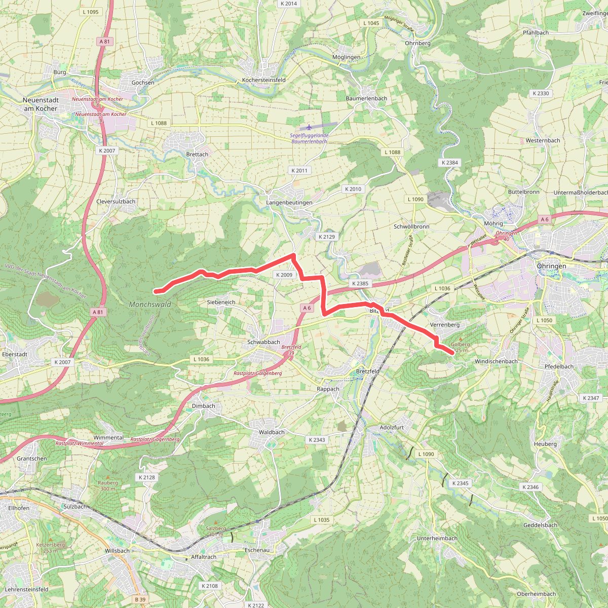 Querweg des SAV (blauer Punkt)