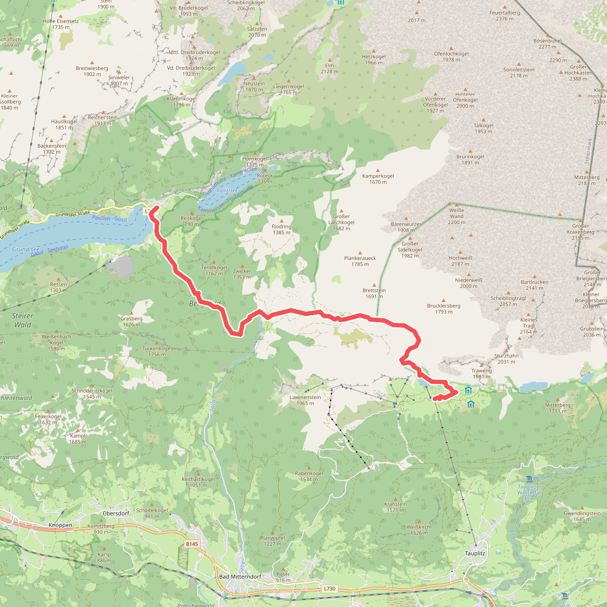 Tauplitzalm - Gößl am Grundlsee · BergeSeen Trail etappe 16