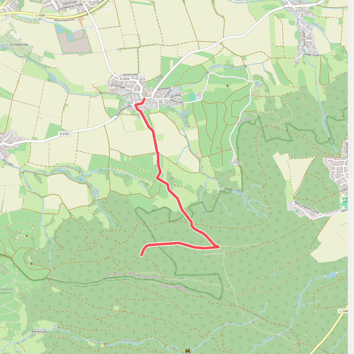 Querweg des SAV (blauer Punkt)