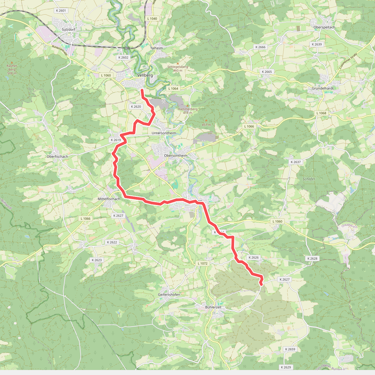 Querweg des SAV (roter Punkt)