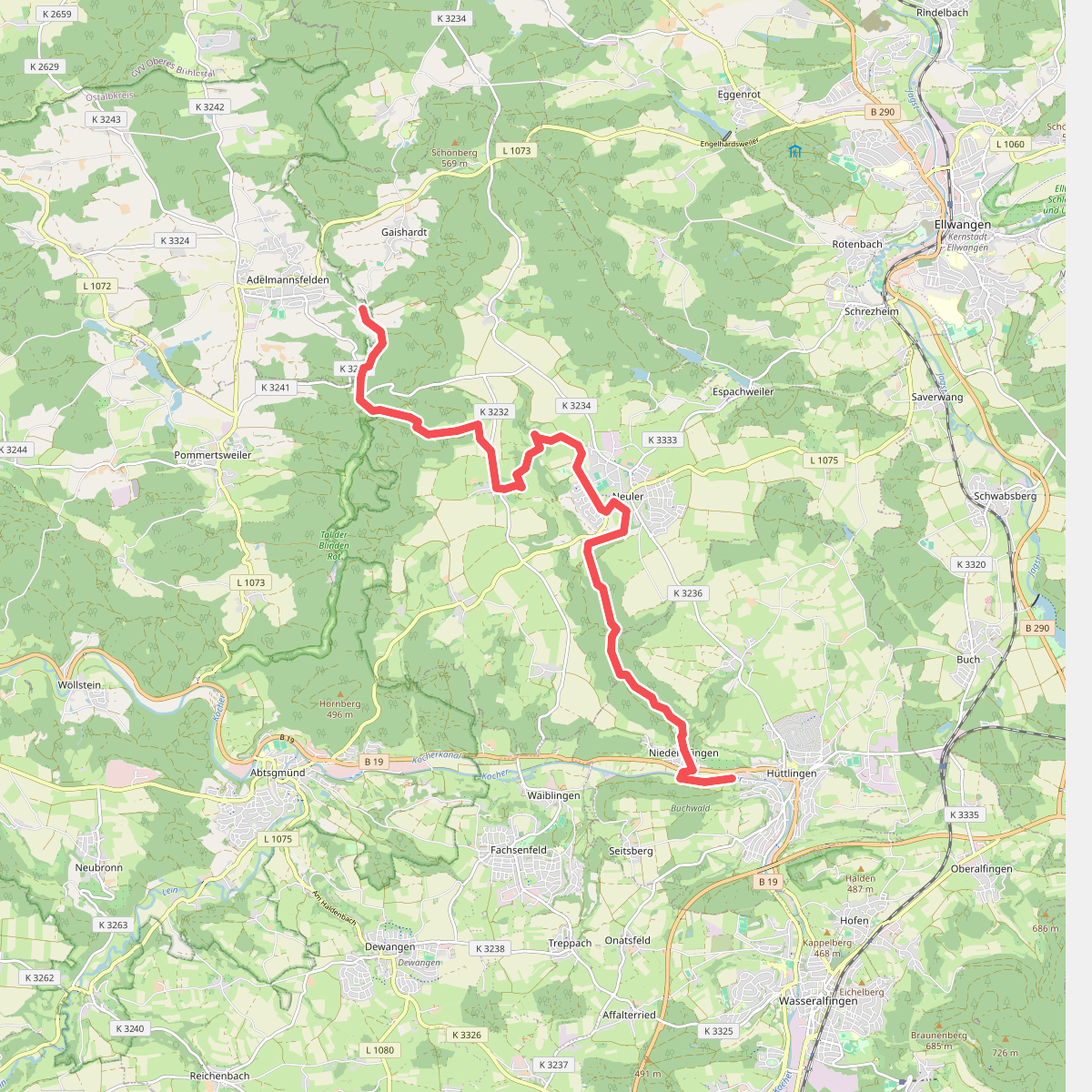 Hauptlinie des SAV (blauer Strich)