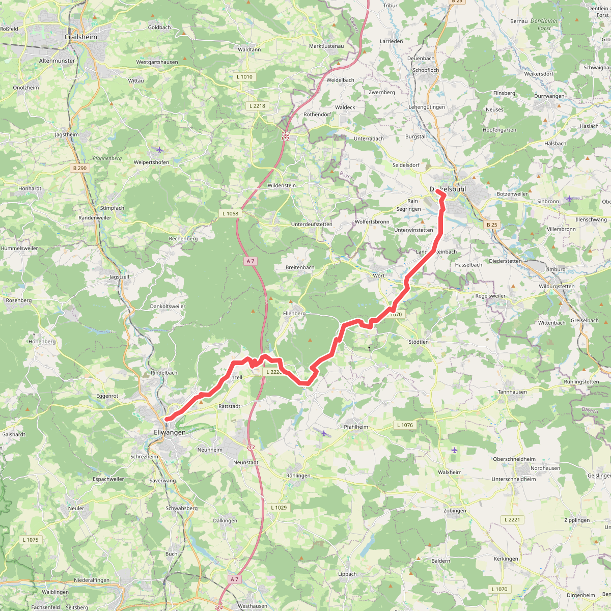 blaues Minus Ellwangen - Dinkelsbühl